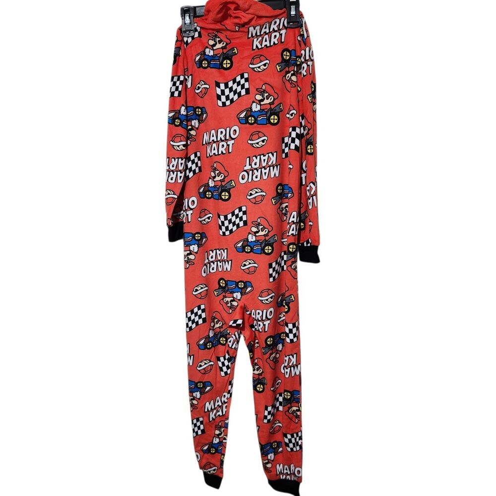 Mario Kart Pajama For Boys Size Small 6/7 Red Hooded Full Zip - Picture 5 of 15